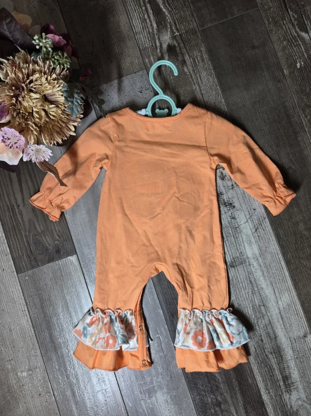 Marie Nicole Orange Animal Dump Truck Embroidered Romper 0–3M NWOT